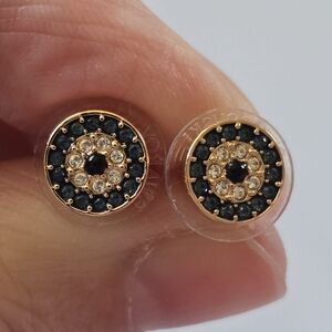 Swarovski Gold and Blue Stud  Earrings